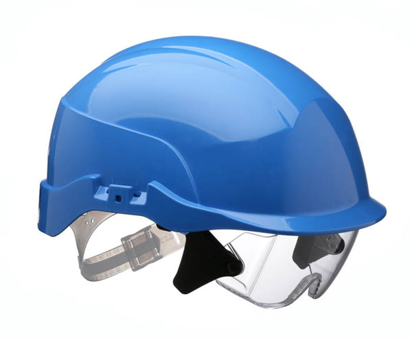 SPECTRUM SAFETY HELMET BLUE C/W INTEGRATED EYE PROTECTION - CNS20BA