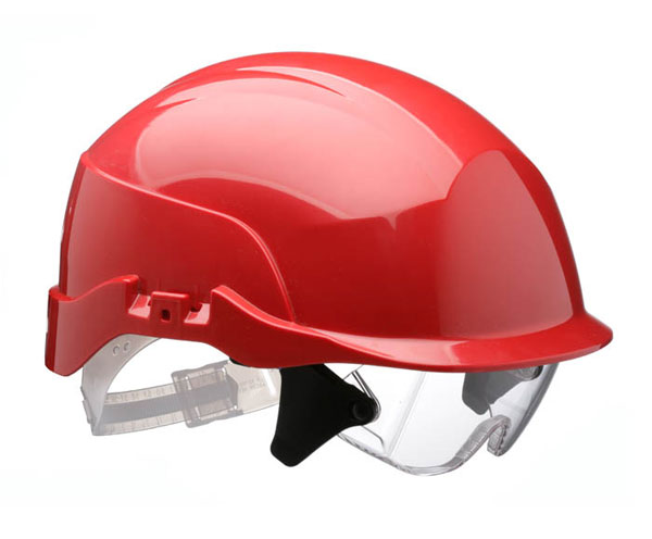 SPECTRUM SAFETY HELMET RED C/W INTEGRATED EYE PROTECTION - CNS20REA