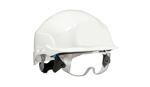 SPECTRUM SAFETY HELMET WHITE C/W INTEGRATED EYE PROTECTION - CNS20WA